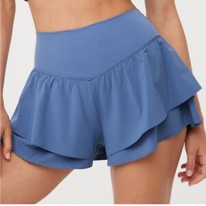 OFFLINE By Aerie Real Me Ruffle Flirty Shorts in a blue color- size XS - NEW